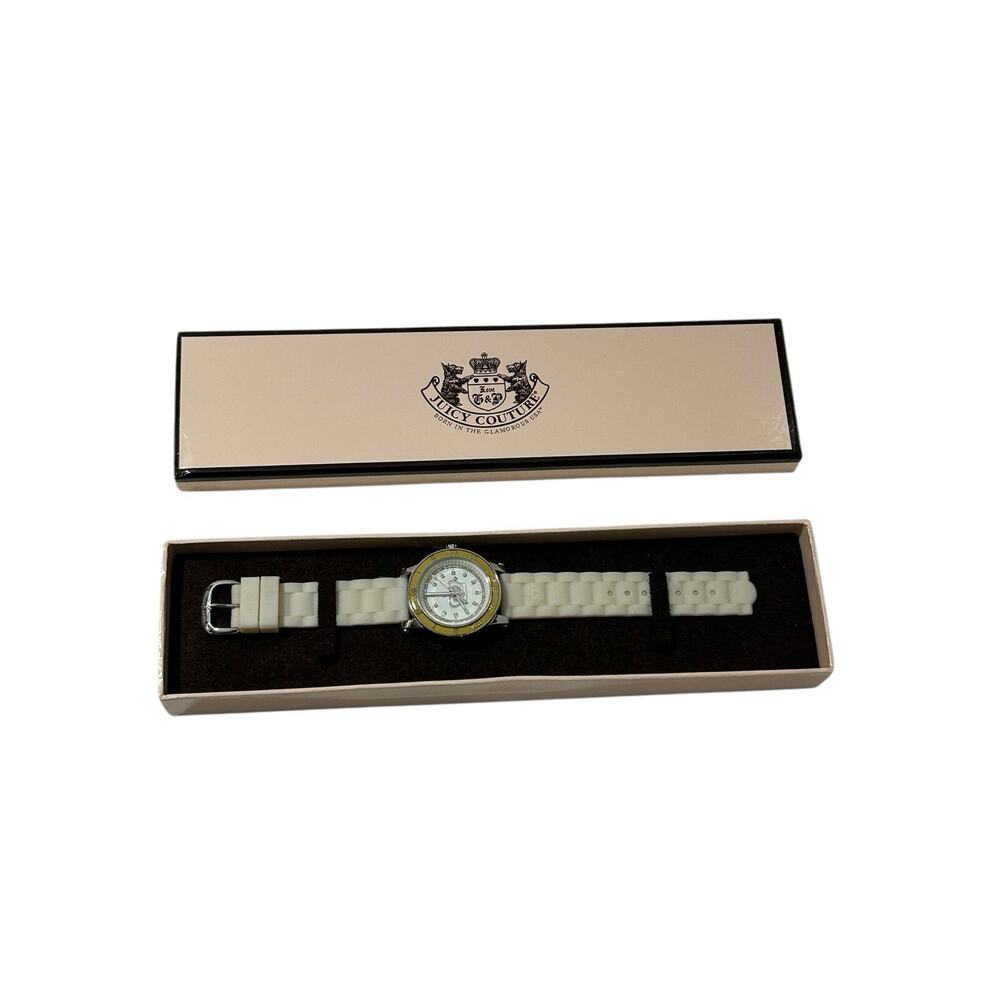 Juicy Couture Midsized 38mm Women's Crystal Face Watch Silver Stainless Silicone - Picture 7 of 10